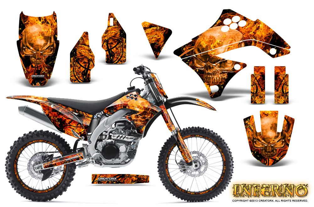 Kawasaki KX450F 09-11 Graphics Kit Inferno Orange NP Rims